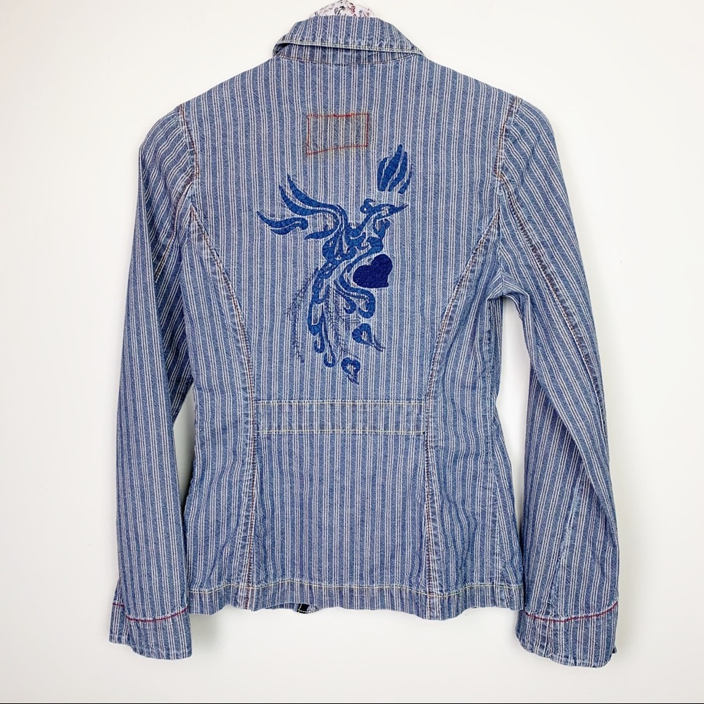 Jacket Blazer Levi's Small Stripe Train Railroad Retro Graphic Embroidered